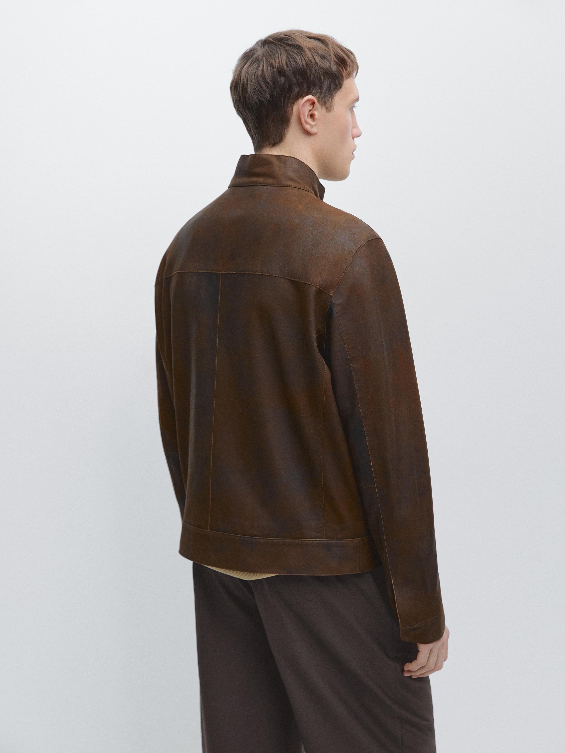 Napped suede leather jacket
